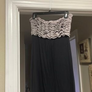 Black strapless dress with grey lace on top Sz S